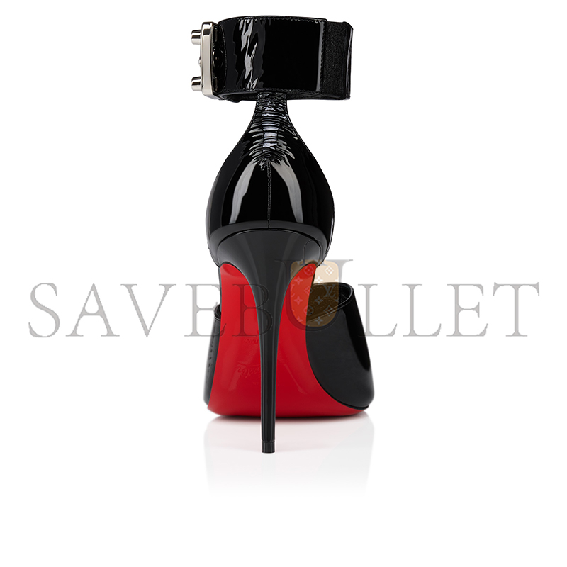 CHRISTIAN LOUBOUTIN LOCK ME UP SANDAL 100 MM STRAPPY SANDALS-VOG PATENT LEATHER-BLACK-WOMEN 1250105B439