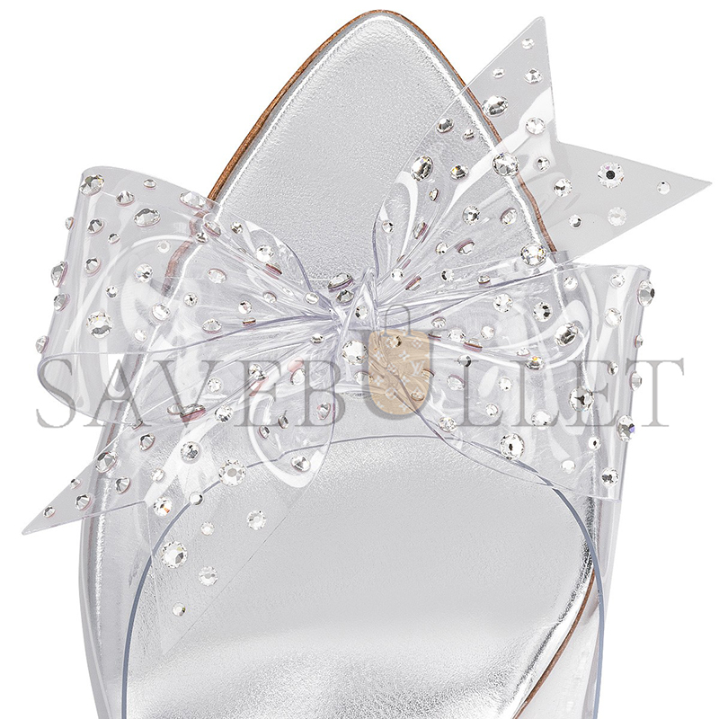 CHRISTIAN LOUBOUTIN AQUA STRASS 80MM MULES-PVC, IRIDESCENT NAPPA LEATHER AND STRASS-SILVER-WOMEN 1240792S339