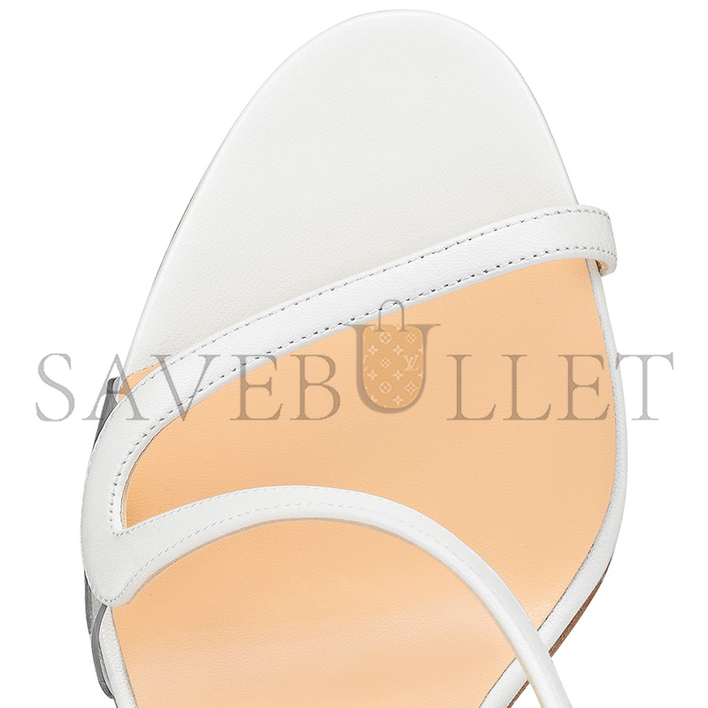 CHRISTIAN LOUBOUTIN ROSALIE 100 MM SANDALS-LEATHER AND PVC-BIANCO-WOMEN 3210190W222