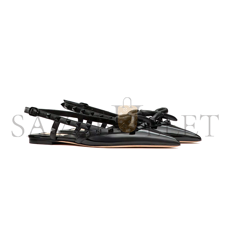 VALENTINO ROCKSTUD BOW SLINGBACK BALLERINA IN PATENT LEATHER WITH TONE-ON-TONE STUDS 5W2S0IQ2IXH_0NO