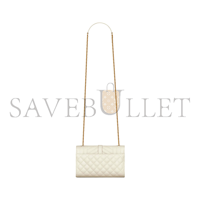 YSL ENVELOPE SMALL IN QUILTED GRAIN DE POUDRE EMBOSSED LEATHER 600195BOW919207 (21*13*6cm)