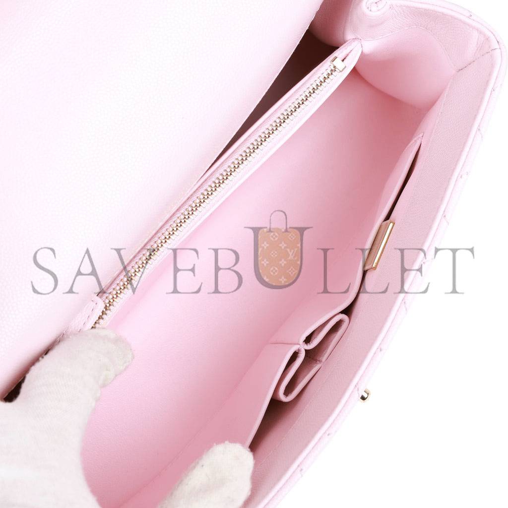 CHANEL MEDIUM COCO HANDLE FLAP BAG LIGHT PINK CAVIAR LIGHT GOLD HARDWARE (29*18*11cm) CHANEL MEDIUM COCO HANDLE FLAP BAG LIGHT PINK CAVIAR LIGHT GOLD HARDWARE (29*18*11cm)