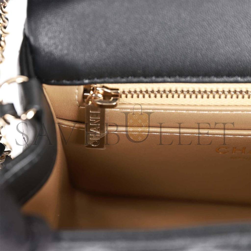 CHANEL PEARL CRUSH MINI SQUARE FLAP BAG BLACK LAMBSKIN LIGHT GOLD HARDWARE (17*14*8cm) CHANEL PEARL CRUSH MINI SQUARE FLAP BAG BLACK LAMBSKIN LIGHT GOLD HARDWARE (17*14*8cm)