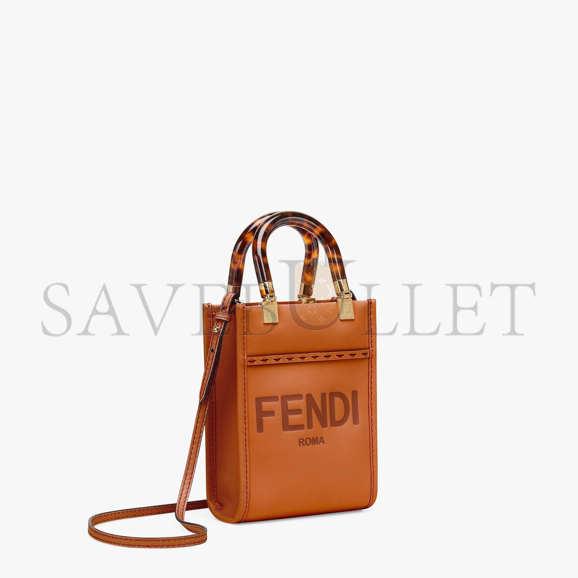 FENDI MINI SUNSHINE SHOPPER - BROWN LEATHER MINI-BAG 8BS051ABVLF0PWZ (18*13*6.5cm) FENDI MINI SUNSHINE SHOPPER - BROWN LEATHER MINI-BAG 8BS051ABVLF0PWZ (18*13*6.5cm)