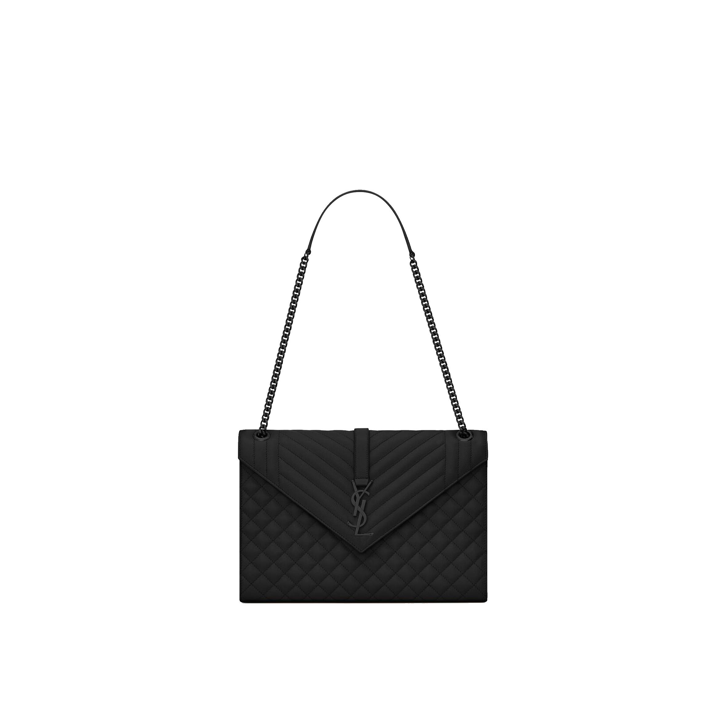 YSL ENVELOPE LARGE BAG IN MIX MATELASSÉ GRAIN DE POUDRE EMBOSSED LEATHER 600166BOW981000 (31*22*7.5cm) YSL ENVELOPE LARGE BAG IN MIX MATELASSÉ GRAIN DE POUDRE EMBOSSED LEATHER 600166BOW981000 (31*22*7.5cm)