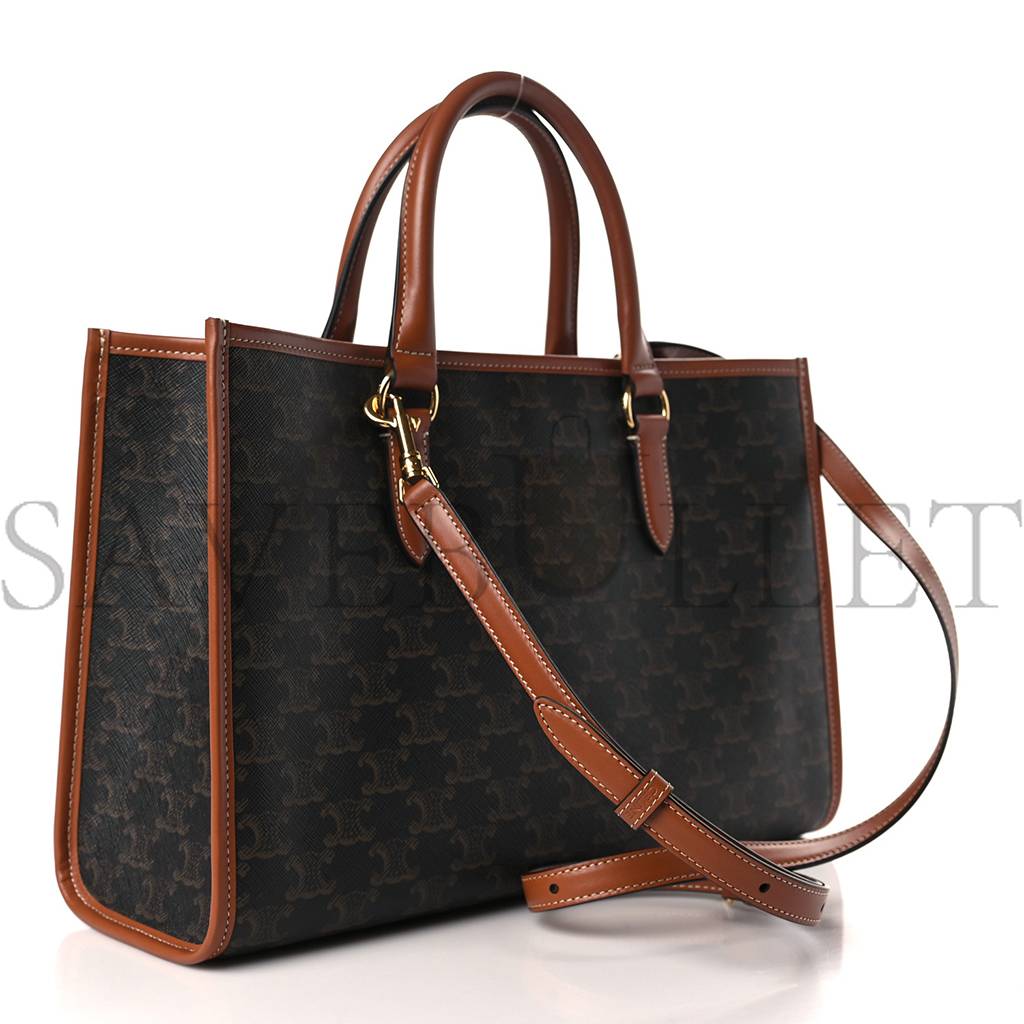 CELINE TRIOMPHE CANVAS CALFSKIN MINI HORIZONTAL CABAS TAN (34*23*11cm) CELINE TRIOMPHE CANVAS CALFSKIN MINI HORIZONTAL CABAS TAN (34*23*11cm)