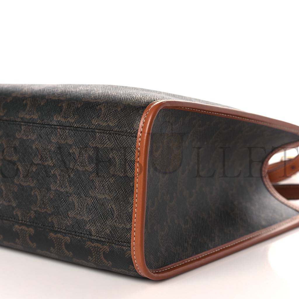 CELINE TRIOMPHE CANVAS CALFSKIN MINI HORIZONTAL CABAS TAN (34*23*11cm) CELINE TRIOMPHE CANVAS CALFSKIN MINI HORIZONTAL CABAS TAN (34*23*11cm)