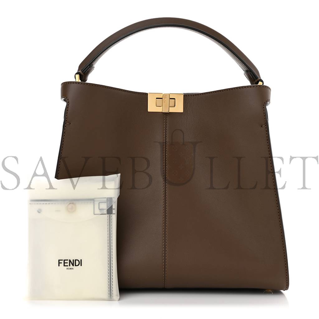FENDI VITELLO SETA GLAZED FABRIC FF 1974 MEDIUM PEEKABOO X-LITE MAYA MOGANO PANNA (30*25*15cm) FENDI VITELLO SETA GLAZED FABRIC FF 1974 MEDIUM PEEKABOO X-LITE MAYA MOGANO PANNA (30*25*15cm)